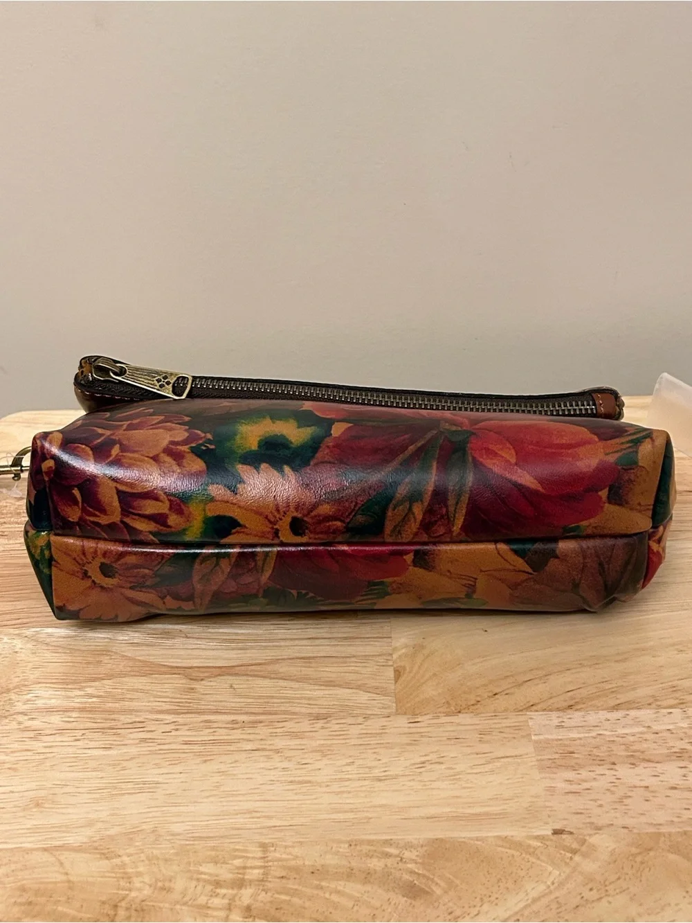 Patricia Nash Floral Zip Wristlet in Red, Orange, Green